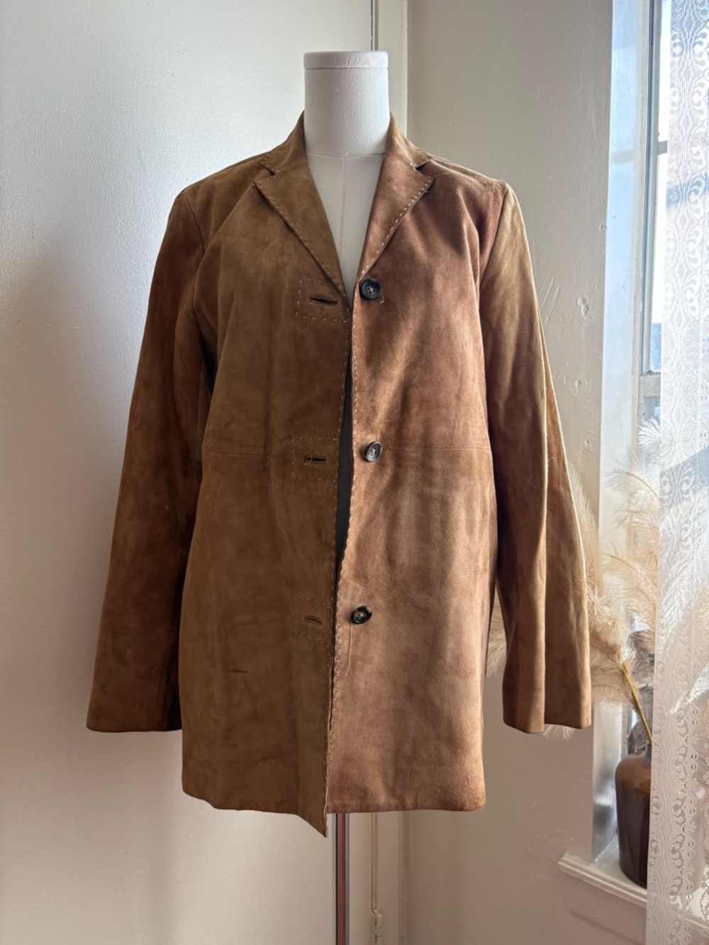 vintage banana republic tan suede leather jacket